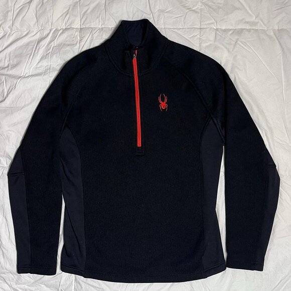 Spyder Mens Quarter Zip Black Size Medium Athletic Sweater-Perfect for fall - Picture 1 of 10